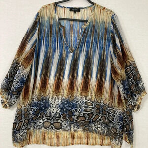 Karen Kane Y Neck Soft Lightweight Casual Blouse 2X